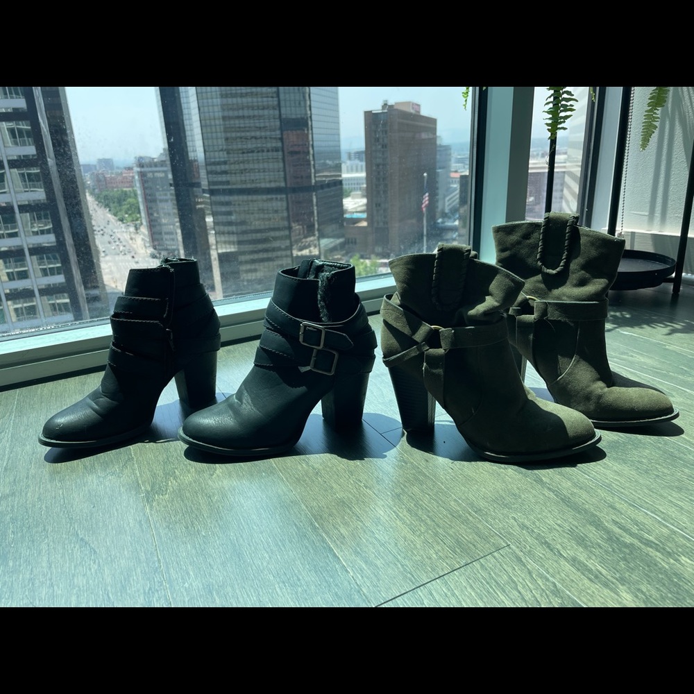 Olive and black boots